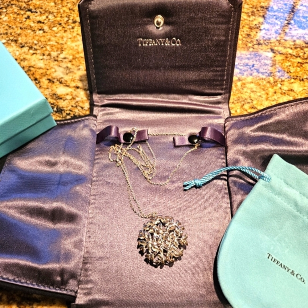 Tiffany & Co. Paloma Picasso Olive Leaf Medallion Pendant Silver Necklace